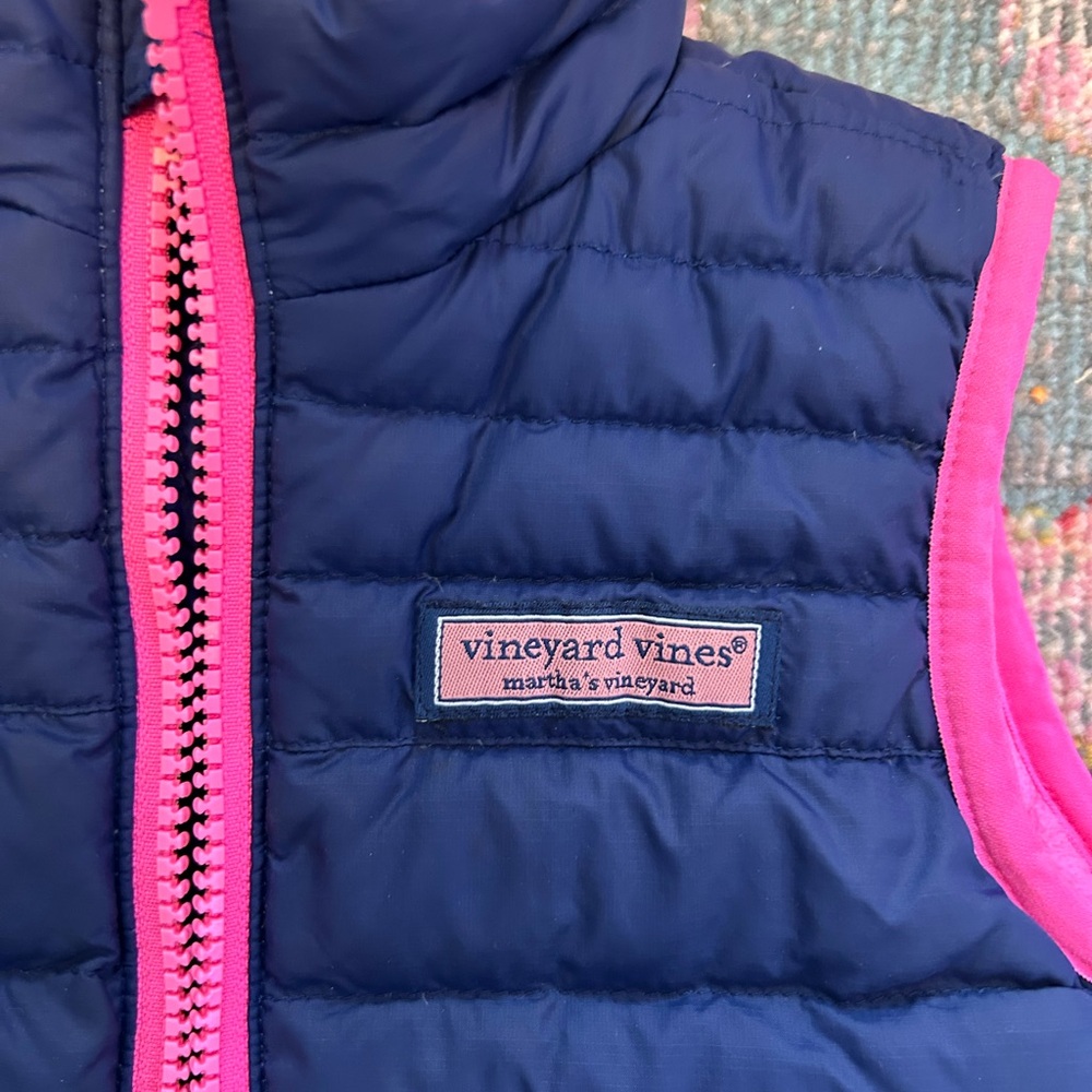 Vineyard Vines Kids Blue and Pink Puffer Vest - Picture 3 of 6